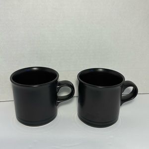 Pfaltzgraff Black Stoneware Mugs Set Of 2 Midnight Sun Coffee Cups USA 8OZS Full